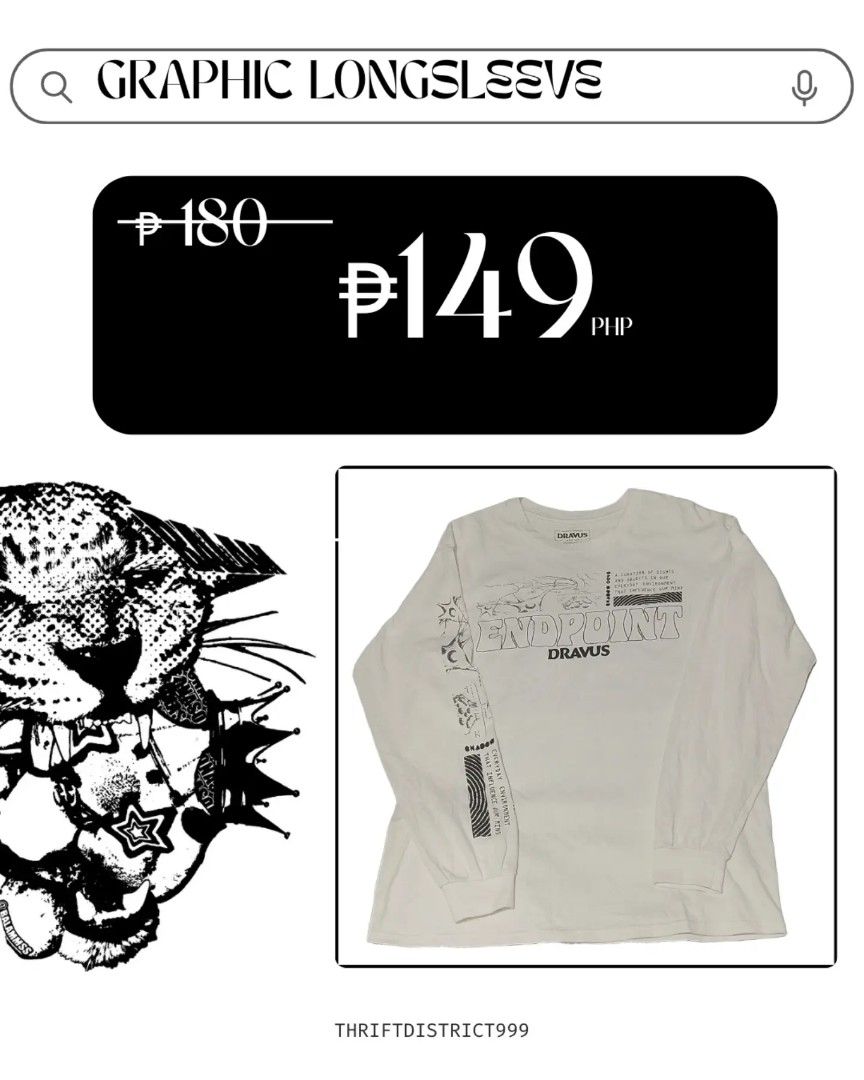 SALE: graphic longsleeve (Category: Tshirts & Polo Shirts ) located in Taguig. Submitted by thriftdistrict999 (Listing ID 1464184006, Image 1). Description: s-m (can fit slightly up to large) items from our shop are thrifted, please manage your expectations.