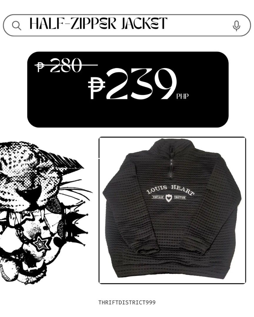 SALE: half-zipper jacket (Category: Coats, Jackets and Outerwear) located in Taguig. Submitted by thriftdistrict999 (Listing ID 1464183014, Image 1). Description: s-m items from our shop are thrifted, please manage your expectations.