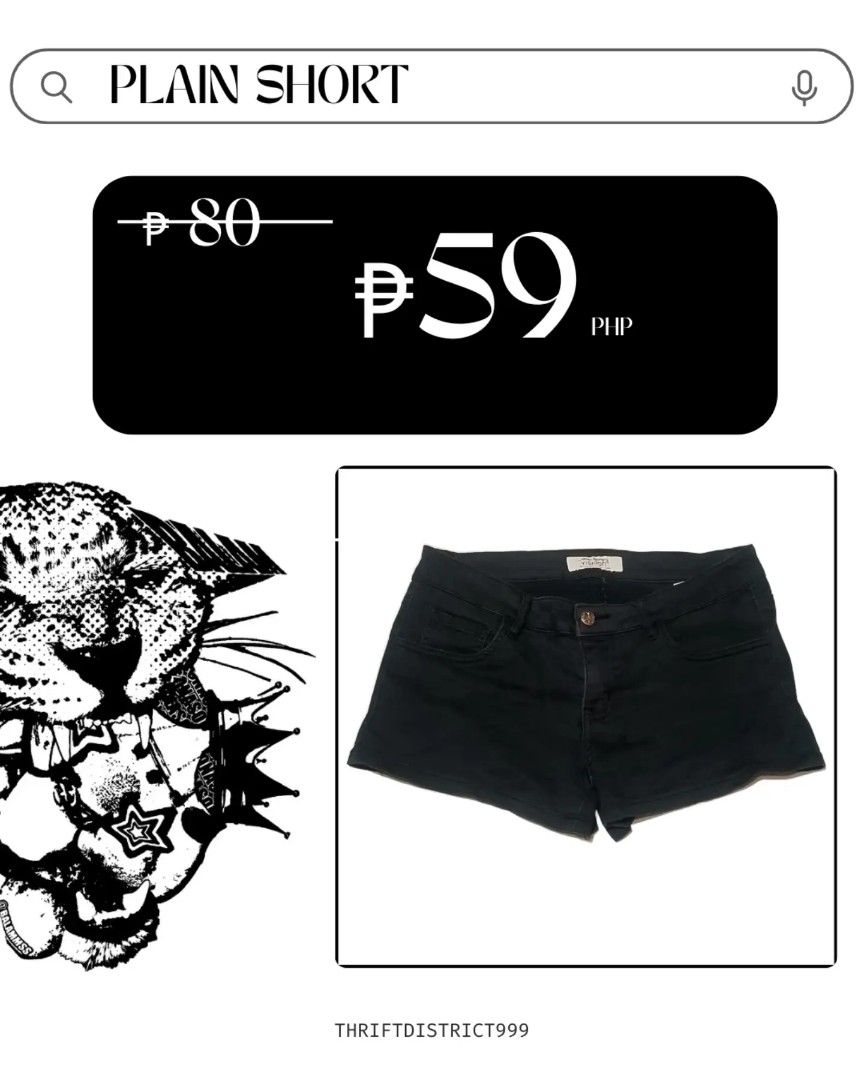 SALE: plain black short (Category: Shorts) located in Taguig. Submitted by thriftdistrict999 (Listing ID 1464180843, Image 1). Description: xs-m (slightly stretchable) items from our shop are thrifted, please manage your expectations.
