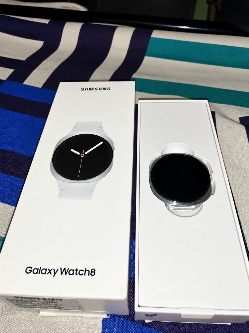 Samsung Galaxy Watch 8 (Category: Wearables & Smart Watches) located in Manila. Submitted by rivvlekidspreloved. (Listing ID 1464290210, Image 2). Description: Samsung Galaxy Watch8 Bluetooth — Still Negotiable Color Silver Display: 1.3" Super AMOLED, 438 × 438 Processor: 3 nm, 5-core Memory/Storage: 2 GB RAM + 32 GB storage Connectivity: Bluetooth 5.3, Wi-Fi, NFC GPS: Dual-frequency L1 + L5 GPS Battery: 325 mAh, up to 40 hours with AOD off Durab