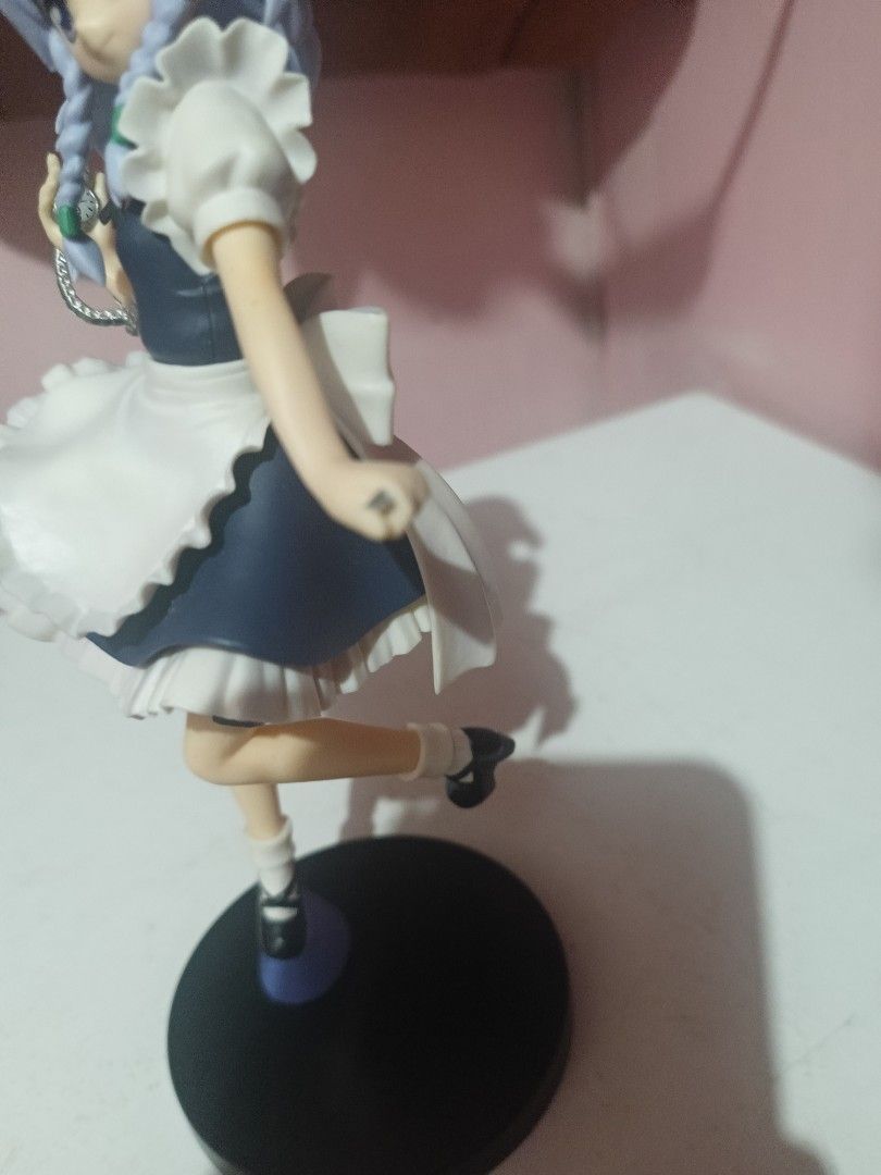 SEGA Touhou Project Sakuya Izayoi figure (Category: Figurines & Statues) located in Manila. Submitted by brat_worth (Listing ID 1464230809, Image 3). Description: minor dirt marks kaya naman linisin, though her knives are missing naa MOP: gcash MOD: lalamove/jnt/lbc/spx LOC: san andres bukid manila.