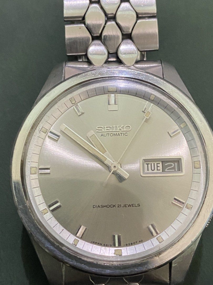 Seiko sportmatic 6619-8230 (Category: Men's Watches) located in Cebu City. Submitted by unoverse_vntg (Listing ID 1464301271, Image 3). Description: Seiko sportsmatic dress watch Rare snake skin stelux bracelet Ref 6619-8230 Year 1977 of May Automatic 40mm size Period correct All original parts No after market fitted Pristine condition Working perfect Asking price is 13,000php only.