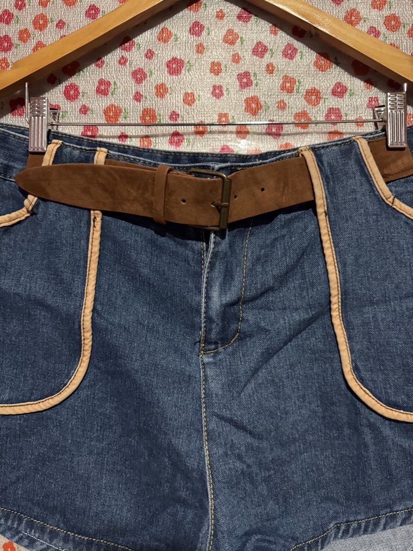 Sexy plus short with fix belt (Category: Shorts) located in Bacoor. Submitted by teneleven_apparel (Listing ID 1464278801, Image 3). Description: Measurement ( based on measure tape: 37x13L Condition: never been worn 📍 Jnt or lalamove.