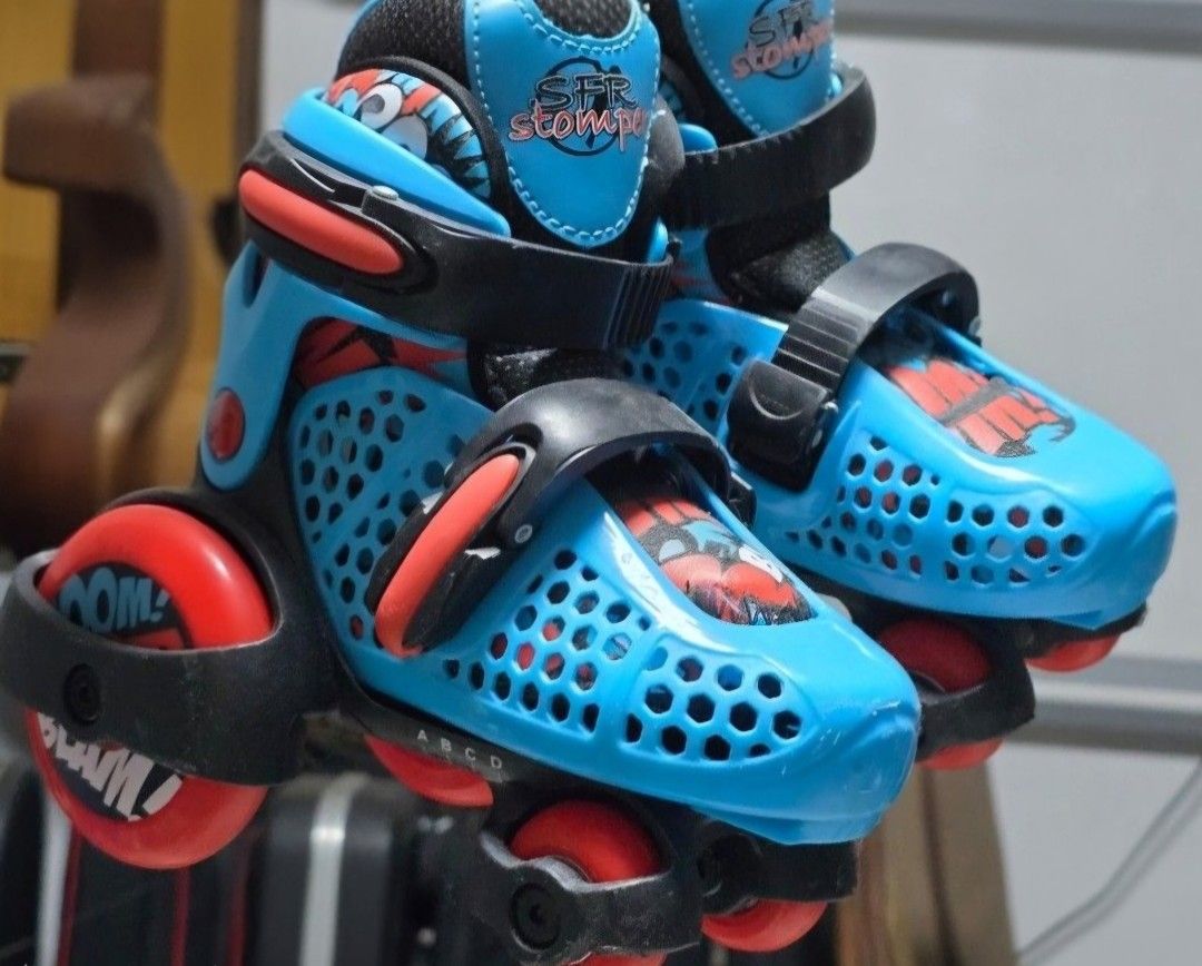 SFR Stomper Adjustable Skates Unisex Children SER (Category: Skates, Rollerblades & Scooters) located in Caloocan City. Submitted by Pisces0307 (Listing ID 1464225408, Image 1). Description: SFR Stomper Adjustable Skates Unisex Children SER Kids roller skates branded pang 3-4yrs po.