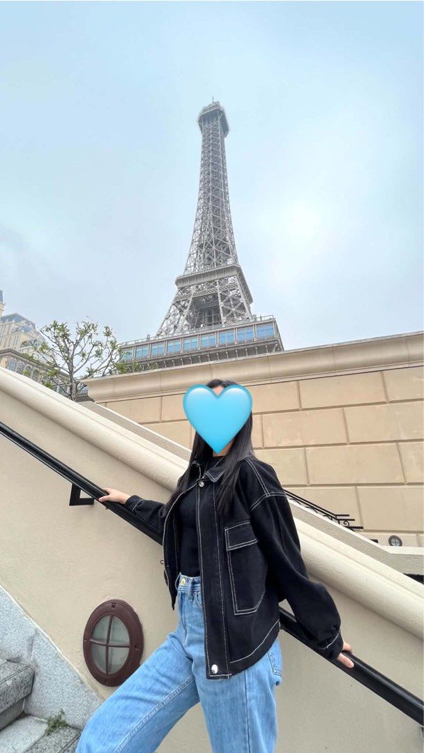 Shein Black Denim Jacket (Category: Coats, Jackets and Outerwear) located in San Juan City. Submitted by nadzbautista (Listing ID 1464160743, Image 3). Description: Shein Black Denim Cross Stitch Jacket size Small (check photos for size reference) Bought for a trip Loc: San Juan City 📍 MOP: BPI, Maribank, BDO MOD: J&T, Lalamove, Grab.