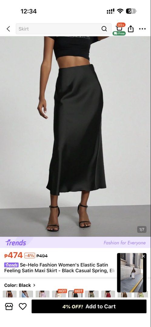 Shein Silk Maxi Skirt (Category: Skirts) located in Quezon City. Submitted by dinesaur (Listing ID 1464173106, Image 1). Description: Fits 34-36 waist Garterized waist.