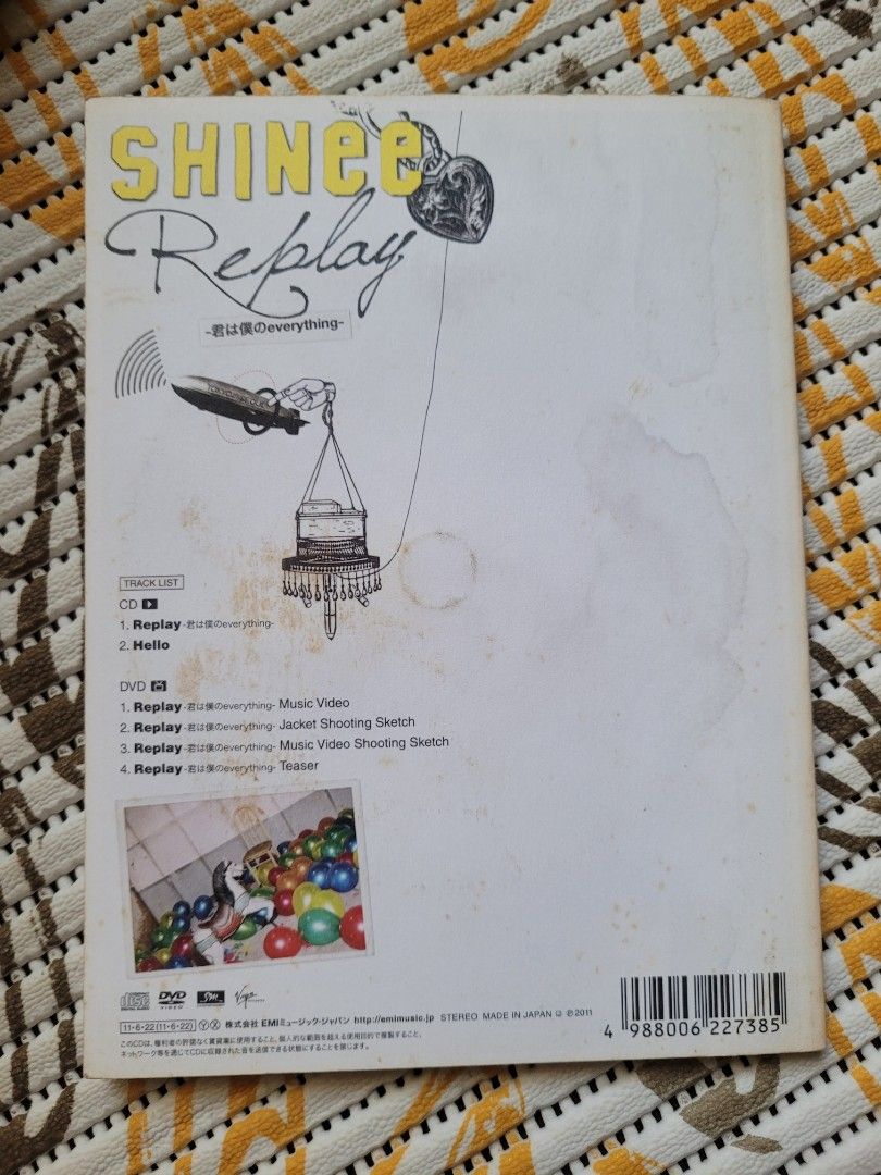SHINee Replay K-pop CD Album PH version (Category: CDs & DVDs) located in Manila. Submitted by naila_s_things (Listing ID 1464153472, Image 2). Description: preloved may show signs of aging due to storage not for sensitive item location: Ilocos Norte not for rush shipping as I usually ship from Makato City SHINee Replay Album (CD + DVD) - Includes Music Videos - Features Behind-the-Scenes Footage - Minor stains on the back cover - Ideal for Shawo