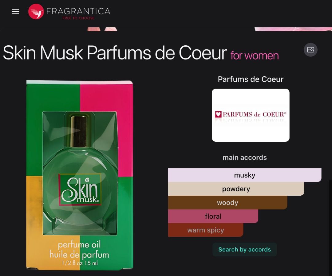 Skin Musk Cologne Spray (Category: Fragrance & Deodorants) located in Mandaluyong City. Submitted by jldlnd (Listing ID 1464258060, Image 3). Description: Skin Musk Cologne Spray 60ml - Purchased from Amazon US - High rating in Fragrantica - RFS: decluttering before moving I am a perfume collector and all perfumes on this page are either purchased abroad or from the mall. ❗️Lowballers will not be entertained❗️.