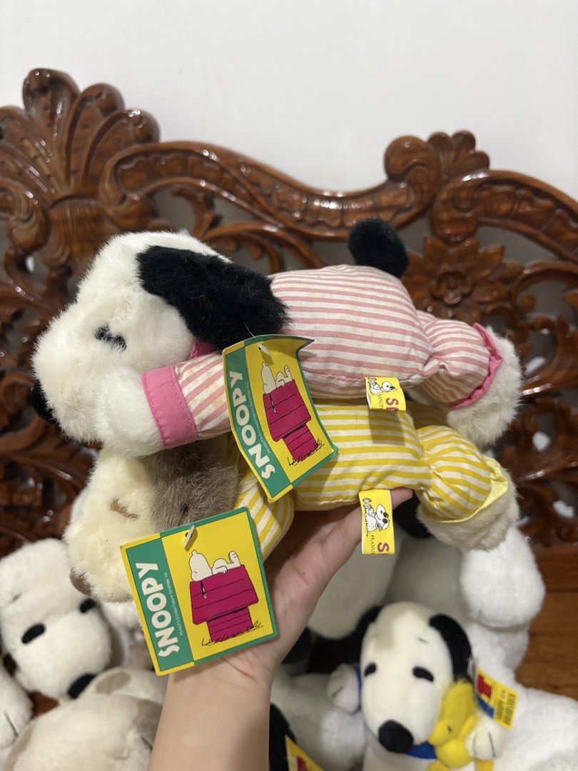 Bundle Snoopy Plush Toy in Pajamas (Category: Plushies & Soft Toys) located in Quezon City. Submitted by rxyel (Listing ID 1464228206, Image 2). Description: - Adorable Snoopy plush toy - Wearing cute pink and yellow striped pajamas - Brand new with original tags attached - Ideal for Snoopy fans and collectors - A must-have addition to any collection.
