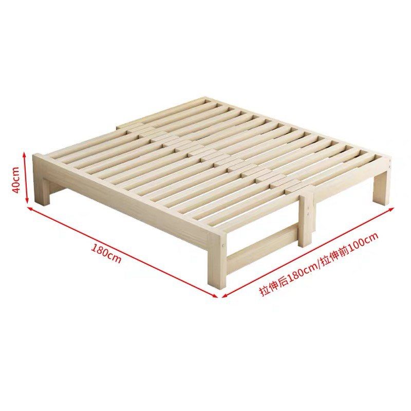 Solid Wood Bed Frame - Expandable (Category: Bed Frames & Mattresses) located in Singapore. Submitted by yoloiolo (Listing ID 1464202139, Image 3). Description: - Solid wood bed frame - Expandable width: 100cm to 180cm, works for single, queen, and king - Slatted base for mattress support - Height: 40cm - Ideal for saving space or different mattress sizes - Simple and sturdy design - can be dismantled for easy pick up..