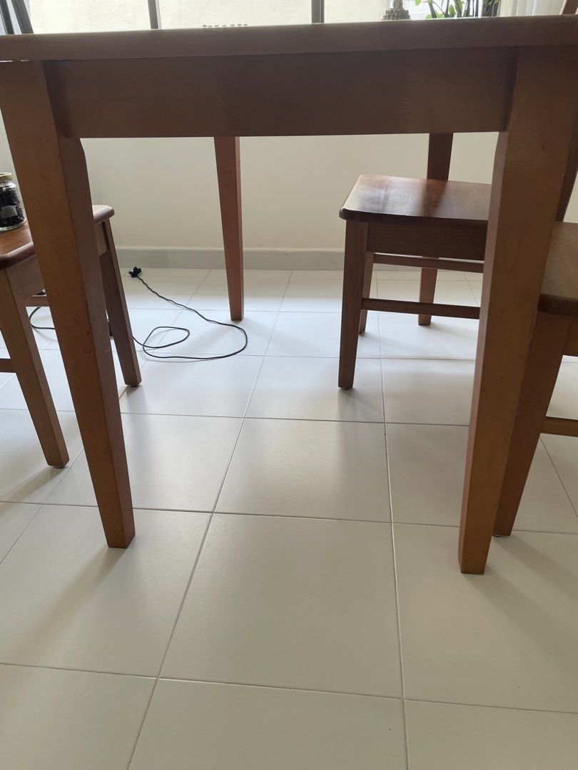 Solid Wood Dining Table (Category: Tables & Sets) located in Singapore. Submitted by shana111 (Listing ID 1464180003, Image 3). Description: - made of solid wood - Simple, sturdy design - surface has scratches - Ready for immediate pickup.