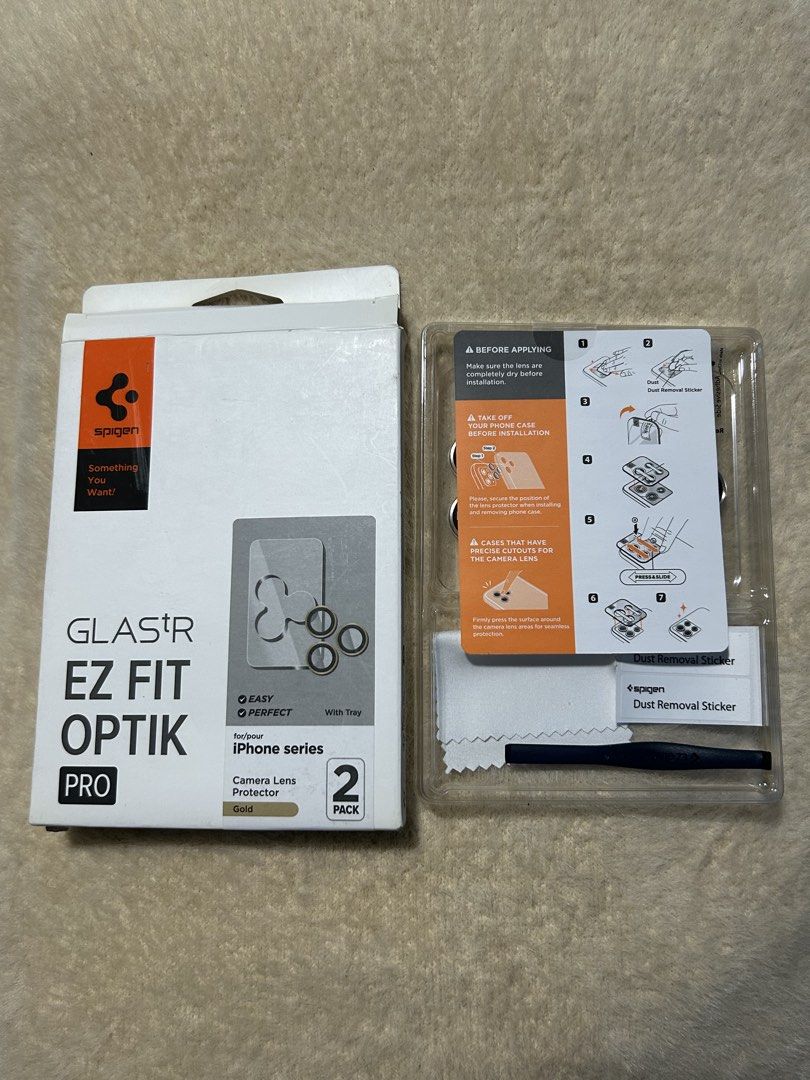 Spigen Glastr Ez Fit Optik Pro Camera Lens Protector Gold (2 Pack) (Category: Other Mobile & Gadget Accessories) located in Caloocan City. Submitted by marcapina2211 (Listing ID 1464322286, Image 2). Description: Spigen Glastr Ez Fit Optik Pro Camera Lens Protector Gold (2 Pack) Brandnew Condition .
