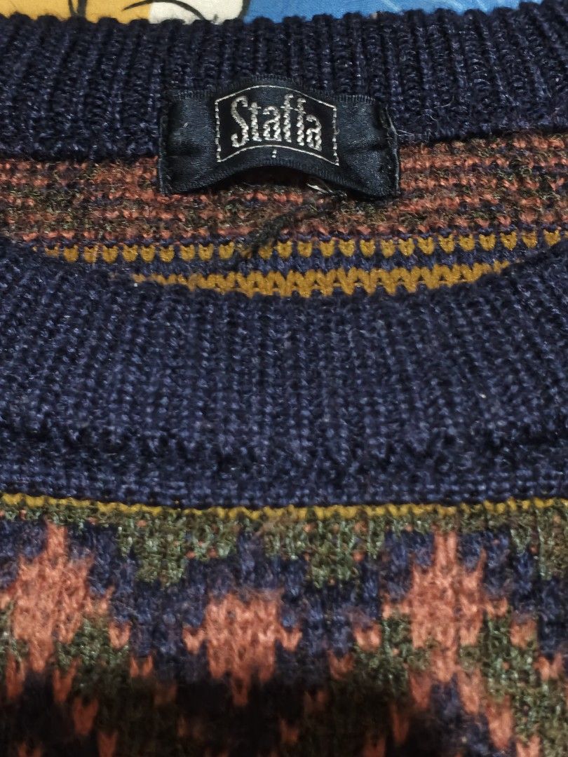 STAFFA Diagonal Pattern Sweater (Category: Coats, Jackets and Outerwear) located in Baguio. Submitted by oberdosed (Listing ID 1464346100, Image 2). Description: STAFFA Diagonal Pattern Sweater Features a unique diagonal weave that adds subtle geometric texture to your look. Measurements: Length: 23" | Width: 21" | Sleeves: 20.5".