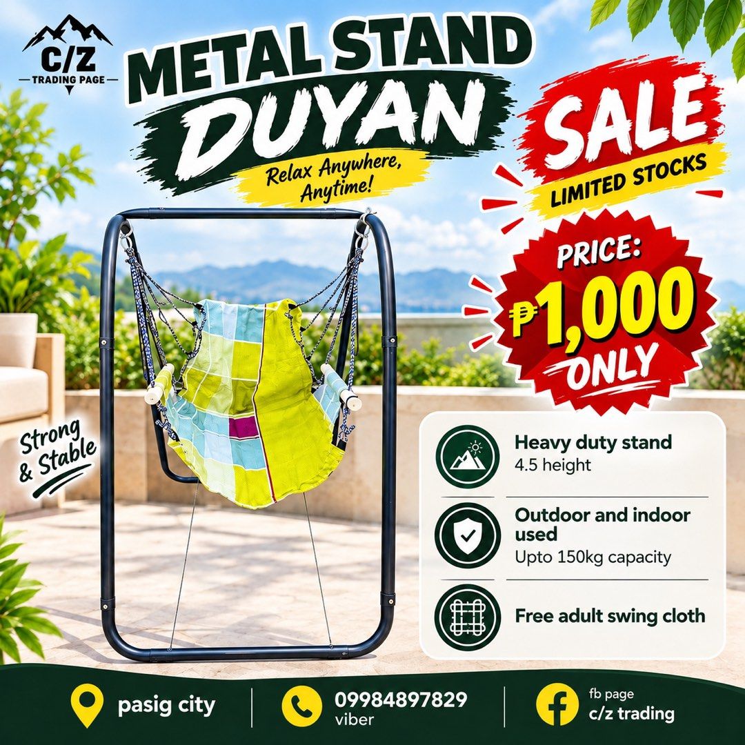 Stand and duyan for baby (Category: Babies & Kids Fashion) located in Pasig City. Submitted by gammad_05 (Listing ID 1464328569, Image 1). Description: .