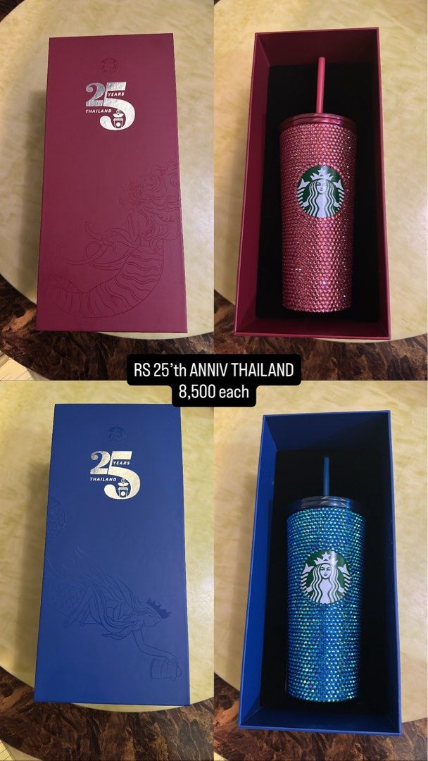 STARBUCKS RHINESTONE (Category: Water Bottles & Tumblers) located in Paranaque City. Submitted by rare_shineeeee (Listing ID 1464169853, Image 1). Description: -NEGOTIABLE - Genuine Starbucks rhinestone tumblers - Available in various dazzling colors (pink, blue, green, copper, etc.) - Each tumbler comes in a premium gift box - Perfect for collectors and as a stylish gift - Adds a touch of luxury to your daily hydration.