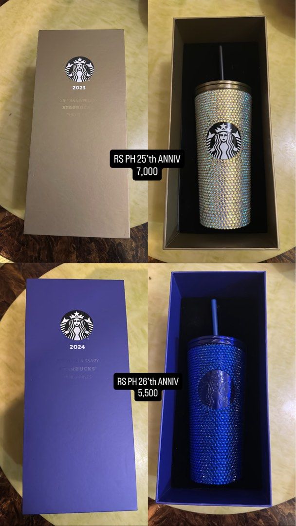 STARBUCKS RHINESTONE (Category: Water Bottles & Tumblers) located in Paranaque City. Submitted by rare_shineeeee (Listing ID 1464169853, Image 3). Description: -NEGOTIABLE - Genuine Starbucks rhinestone tumblers - Available in various dazzling colors (pink, blue, green, copper, etc.) - Each tumbler comes in a premium gift box - Perfect for collectors and as a stylish gift - Adds a touch of luxury to your daily hydration.