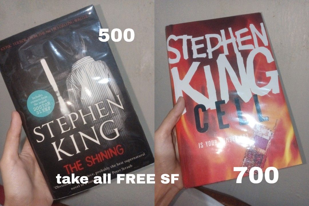 CELL - Stephen King (FREE SF) (Category: Storybooks) located in Lubao. Submitted by helloangel6969 (Listing ID 1464281450, Image 1). Description: non nego. FREE SF NA YUNG CELL, sold na si shining the shining - 500 pesos (SOLD) - paperback - slight tanning - no foxxing - no spine crease cell - 700 - hardbound - brand new - no foxxing - no tanning - no spine crease.