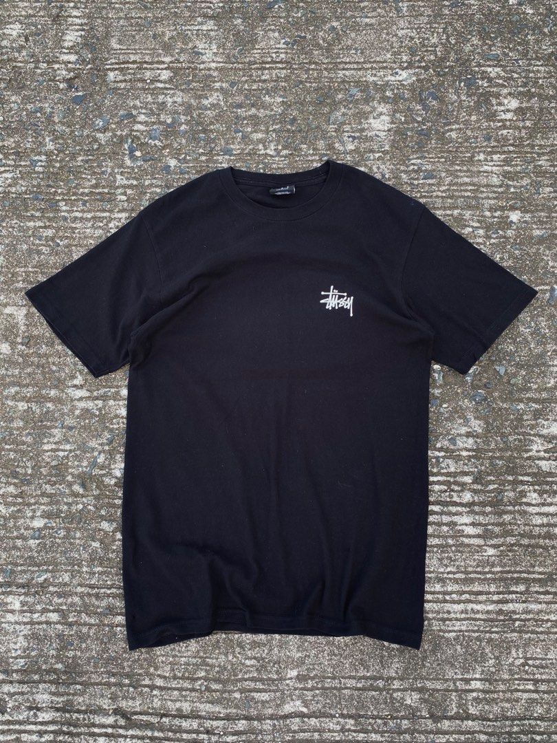 Stussu Basic Tee (Black) (Category: Tshirts & Polo Shirts ) located in Manila. Submitted by wizthrift_ (Listing ID 1464138888, Image 1). Description: Stussy Basic Tee Black Guaranteed Authentic/Legit Size S on tag Actual Dimes 18.5 Width 28 Length honest issue is minor hairlines lang sa print and may isang pen hole lang sa hem lang naman banda check last pic, overall goods parin naman condition color rate 9 itim na itim and no fades!.
