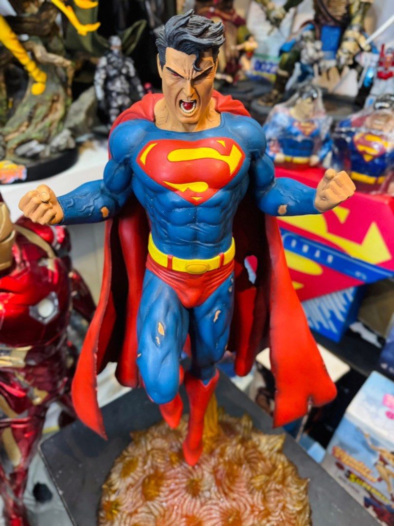Superman 1:4 scale statue (Category: Figurines & Statues) located in Paranaque City. Submitted by icko007 (Listing ID 1464230496, Image 2). Description: ENRAGED SUPERMAN Custom 1/4 Scale Statue Paint job and customized torn clothes on the MadXCollector Superman Enraged Version2. Painted by BushiCollector. Height: 25”inch (63.5 cm) Perfect sa mga superman Collector No Box safe if lalamove Sedan pickup or car Some Flaws syempre no box / may leaning