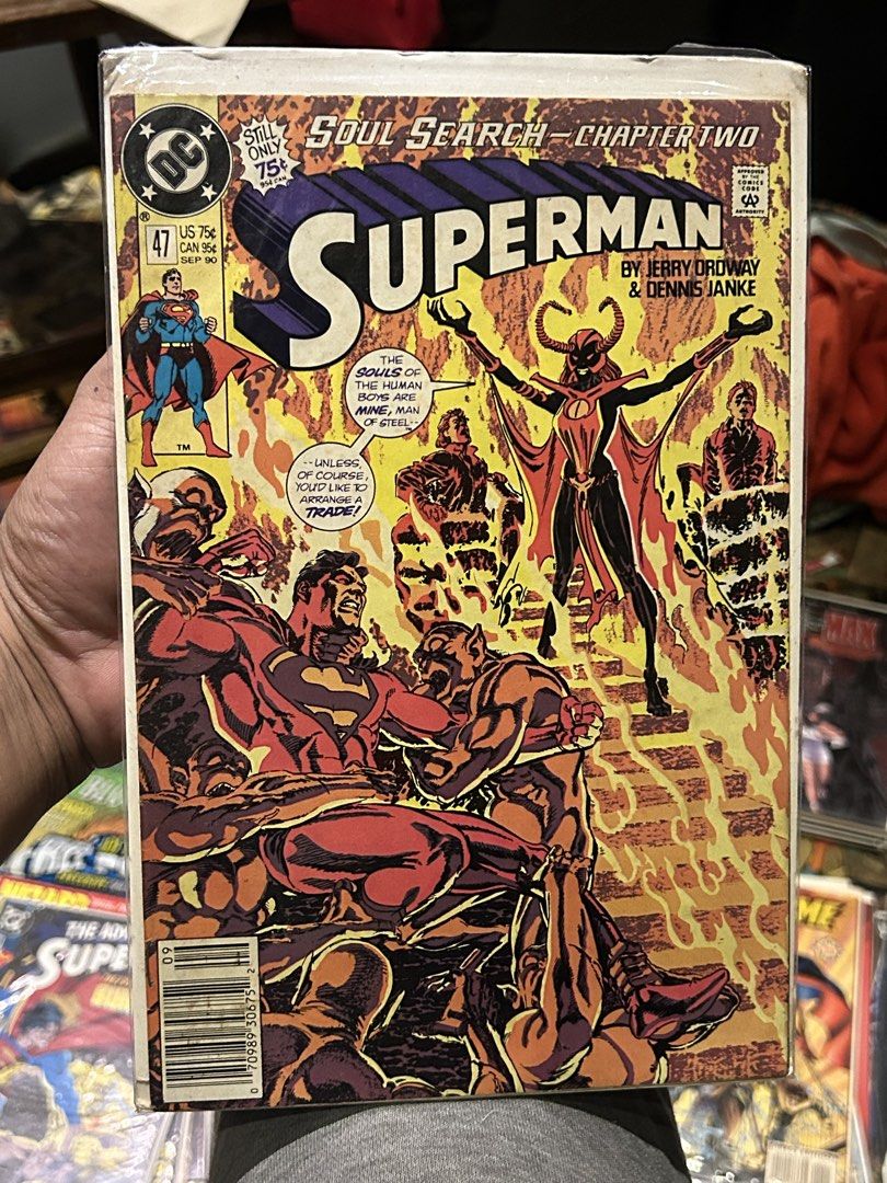 Superman Comic Book - Soul Search Chapter Two - DC Comics (Category: Comics & Manga) located in Iloilo. Submitted by jackpot.treasures (Listing ID 1464231167, Image 1). Description: - Superman Comic Book Issue #47 - Part of the 'Soul Search - Chapter Two' storyline - Features art by Jerry Ordway and Dennis Janke - Published in September 1990 - Original cover price: 75 cents - Excellent addition for any Superman collector.