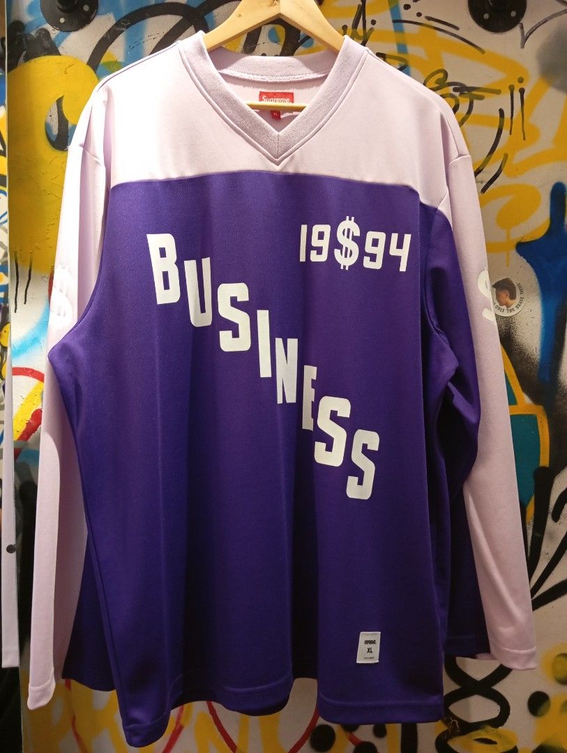 Supreme Business hockey jersey (Category: Longsleeves) located in Manila. Submitted by anrey.dept19 (Listing ID 1464192014, Image 1). Description: Supreme Business hockey jersey Size: Xl on tag dimensions: 25.5 width / 31 length.