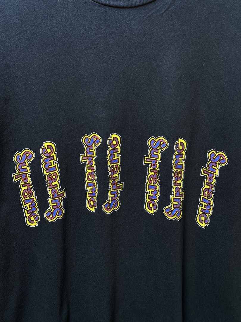 Supreme Gonz Logo Tee (SS18) (Category: Tshirts & Polo Shirts ) located in Makati City. Submitted by drip.poww (Listing ID 1464245554, Image 3). Description: - Authentic Supreme - Color: Navy blue - Size: Large - Dimes: 23x28 - Authentic - Excellent condition - Need wash, fresh from bale - Material: 100% Cotton Please don’t expect too much—these are thrifted (ukay) items. 😊 !!STILL NEGOTIABLE!!.