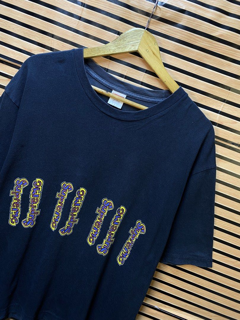 Supreme Gonz Logo Tee (SS18) (Category: Tshirts & Polo Shirts ) located in Makati City. Submitted by drip.poww (Listing ID 1464245554, Image 2). Description: - Authentic Supreme - Color: Navy blue - Size: Large - Dimes: 23x28 - Authentic - Excellent condition - Need wash, fresh from bale - Material: 100% Cotton Please don’t expect too much—these are thrifted (ukay) items. 😊 !!STILL NEGOTIABLE!!.