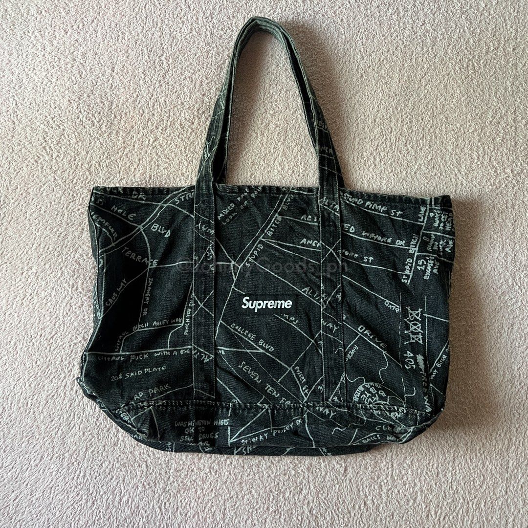 Supreme Gonz Washed Denim Tote (Category: Tote Bags) located in Cavite. Submitted by johnnygoods_ph (Listing ID 1464220244, Image 1). Description: Visit johnnygoods_ph on IG for more deets vivid washed look on strap (see last slide).