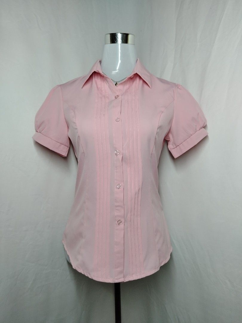 Take all 4 Button down - Pink, White, Blue Gingham, Pink Gingham (Category: Shirts) located in Kidapawan. Submitted by sparklefinds37 (Listing ID 1464331956, Image 2). Description: - All Set of 4 Button downs - Two plain tops with elegant pintuck details (1 pink, 1 white) - Two gingham patterned tops (1 blue & black, 1 pink & black) - All tops have classic button-up fronts and collared necks.