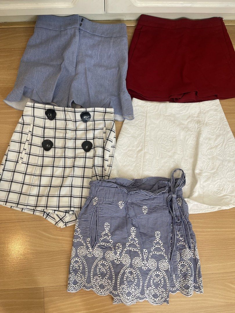TAKE ALL- 5 Zara Skirts Bundle (XS-S) (Category: Skirts) located in Quezon City. Submitted by brightwolf_7ef5d3 (Listing ID 1464139002, Image 1). Description: - Bundle of 5 Zara skirts - Sizes: XS to S - Includes: Blue ruffled skirt, Red A-line skirt, Black & white checkered skirt, White textured skirt, Blue gingham wrap skirt with eyelet details - Versatile mix for various occasions.