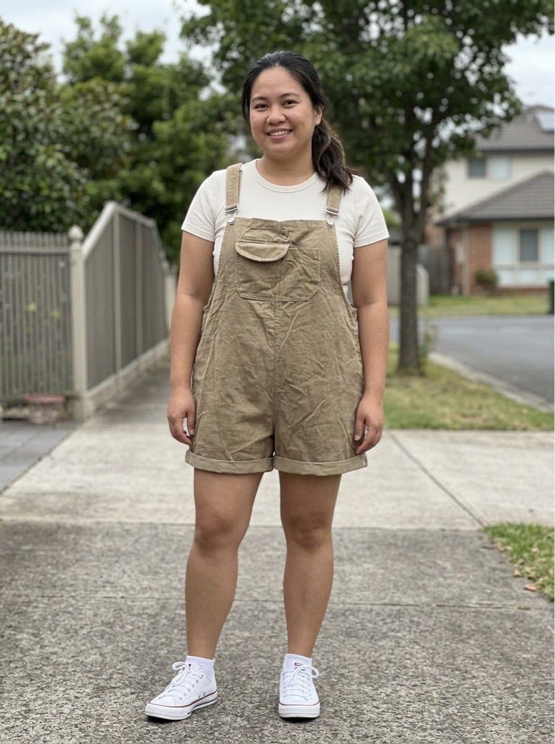 Tan Corduroy Short Overalls (Category: Jumpsuits) located in San Jose del Monte. Submitted by gate.shop (Listing ID 1464248097, Image 1). Description: - Cute tan corduroy short overalls - Adjustable straps - Front pocket - Cuffed hem - Great for casual wear - Easy to style with t-shirts or crop tops - Comfortable and trendy.