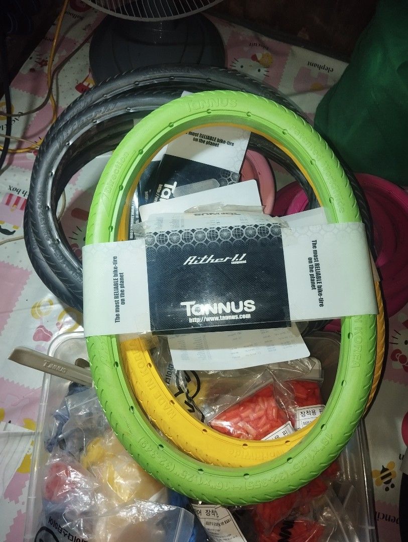 Tannus Aither 1.1 Airless Tires (Category: Bicycles) located in Makati City. Submitted by christhrift10 (Listing ID 1464200235, Image 1). Description: Tannus Aither 1.1 Airless Tires 700x23c(23-622) Violet 1 pair - P2,000 700x23x(23-622) Pink 1 pair & 1pc P800 each 18x1.25(32-355)-16x1.25(32-349) 1pc Green & 1pc Yellow P800 each 20x1.50(40-406) 1pc Black P800 18x1.25(32-355)-16x1.25(32-349) Black 2 pairs - P1,500 per pair Loc.Olympia, Makati City