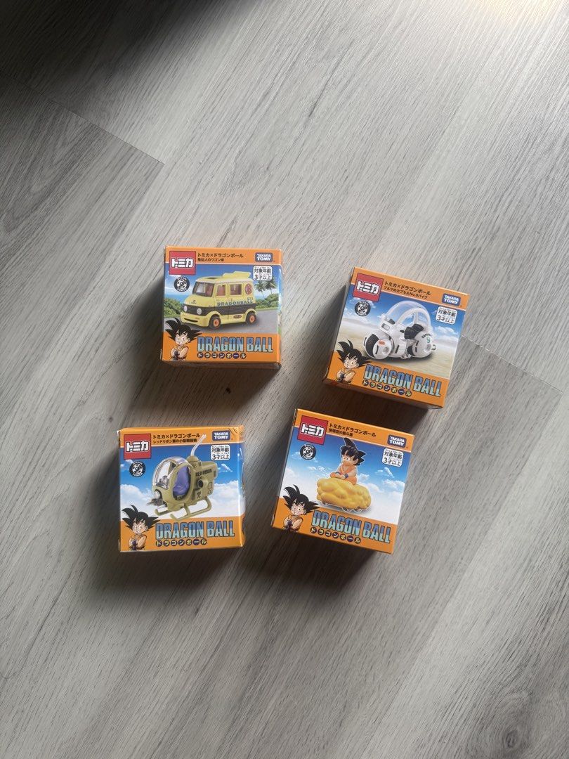 Tomica Dragon Ball Z (Set) (Category: Vehicle & Diecast Models) located in Quezon City. Submitted by garagetoyz01 (Listing ID 1464203824, Image 1). Description: Tomica Dragon Ball Z Set 1. Tomica Dream Dragon Ball Bulma Capsule 9 Bike 2. Tomica Dream Dragon Ball Son Goku Cloud 3. Tomica Dream Dragon Ball Kame Sennin’s Wagon Car 4. Tomica Dream Dragon Ball Red Ribbon Mini Fighter Jet Sealed Metro Manila 🛵 Delivery via Lalamove Delivery Fee Should