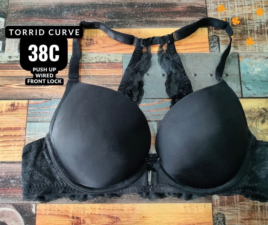Torrid Curve Black Push Up Wired Front Lock Bra 38C (Category: Undergarments & Loungewear) located in Manila. Submitted by siashop. (Listing ID 1464156722, Image 1). Description: - Brand: Torrid Curve - Color: Black - Size: 38C - Features: Push-up padding, front lock closure - Straps: Lace detailing - Versatile: Great for everyday or special occasions.