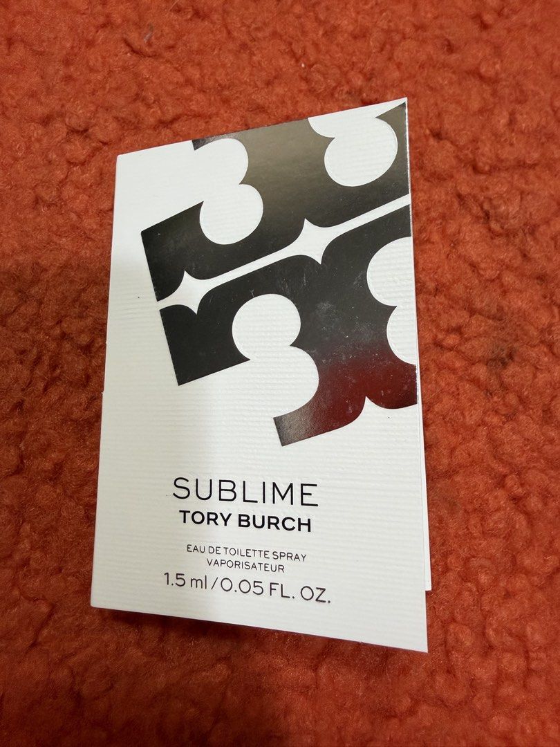 Tory Burch Sublime Eau de Toilette Spray Sample 1.5ml (Category: Fragrance & Deodorants) located in Pasig City. Submitted by closetcleanoutmnl (Listing ID 1464168154, Image 2). Description: - New Tory Burch Sublime fragrance - A glowing interpretation of the original Sublime Eau de Parfum - Notes of bright citrus, iris, and amber - Comes in a small, convenient spray vial - Ideal for sampling the scent before purchasing a full-size bottle.