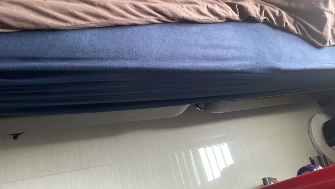 Two single bed frames (Category: Bed Frames & Mattresses) located in Singapore. Submitted by justeverythingandanything (Listing ID 1464188668, Image 2). Description: - 2 single to make up Queen size bedding set - available after 4 oct 2026.