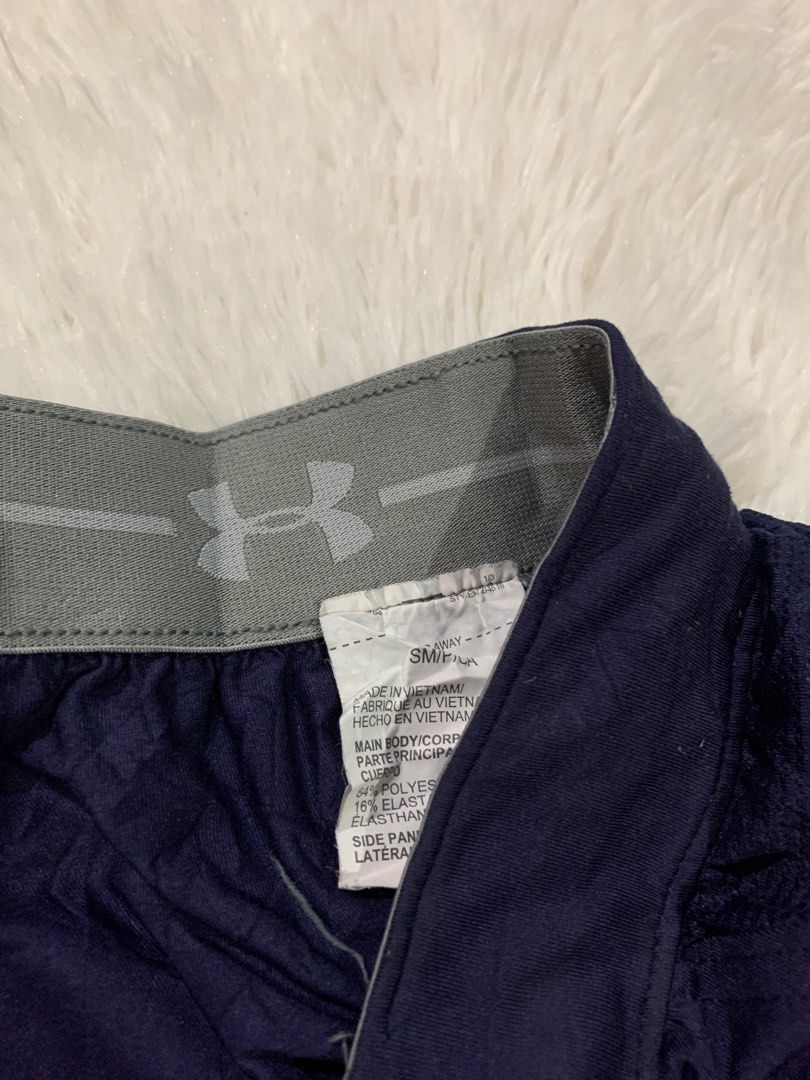 Under Armour Navy Blue Athletic Shorts Size SM (Category: Activewear) located in Iba. Submitted by thriftcoyan (Listing ID 1464237353, Image 3). Description: - Navy blue Under Armour shorts - Size SM -size 28-32 -Length 12 - Adjustable drawstring waist - Lightweight and breathable material - Ideal for running or workouts - Features side panel detail.
