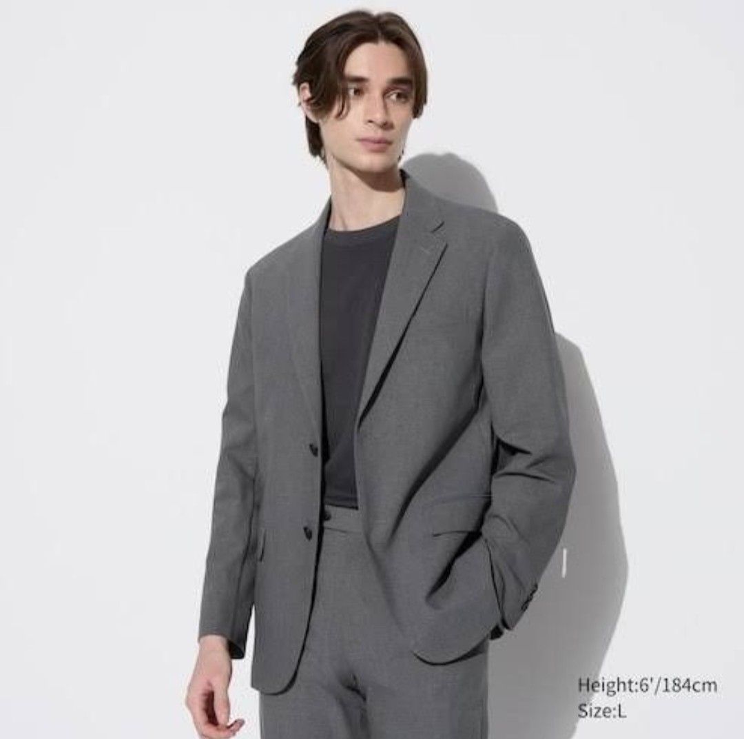 Uniqlo Impressive Blazer (Ultra Light) (Category: Coats, Jackets and Outerwear) located in Angeles City. Submitted by miss_independent01 (Listing ID 1464203231, Image 2). Description: Uniqlo Impressive Blazer (Ultra Light) Color: Grey Width: 19 (Small on tag) Length: 27.5 Sleeve: 22.5 Shoulder: 16 MOP: Gcash ✅ Mine Now, Pay Now ✅ First to Pay, Gets the Item 📍 PAMPANGA Courier: JnT 🚚🚚 PM 💌💌.