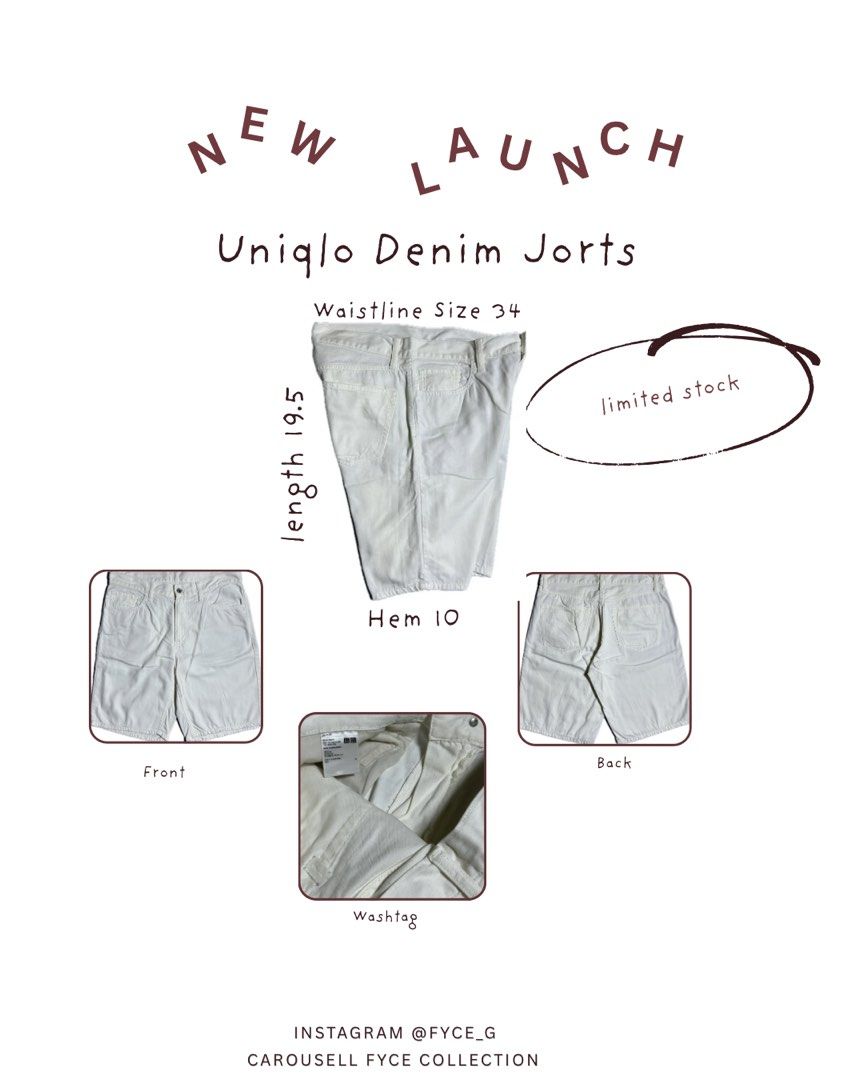 Uniqlo Jorts (Category: Shorts) located in Bacolod City. Submitted by fyceee (Listing ID 1464242560, Image 1). Description: Size 34 Length 19.5 Hem 10 .