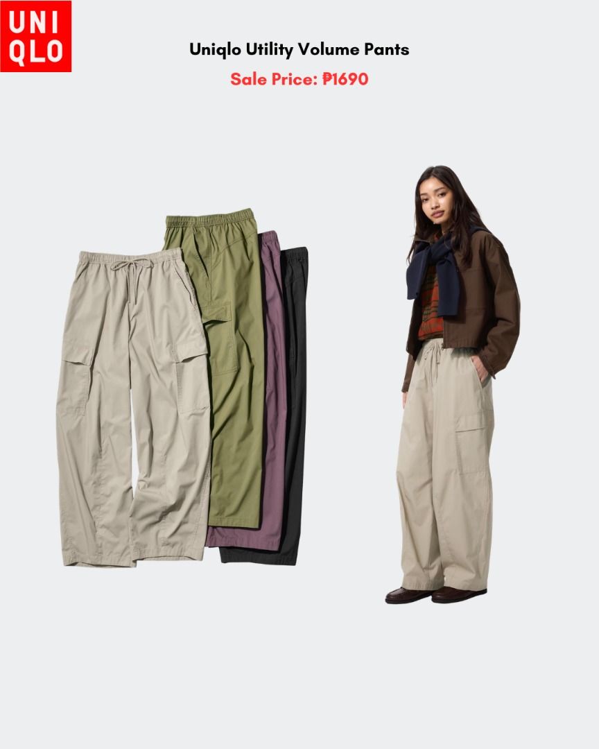 Uniqlo Utility Volume Pants (Category: Other Bottoms) located in Quezon City. Submitted by jiya.tokio (Listing ID 1464231897, Image 1). Description: Pre-order from Uniqlo Japan 🇯🇵 Uniqlo Utility Volume Pants ₱1690 ‼️ Reminders: ✈️ ETA: Nov ❣️ 50% DP is required to secure your item. (Non-refundable if the item has been purchased already.) 🚫 No size exchanges after purchase 📍 Tandang Sora, Quezon City 💰 MOP: BPI / GCash / Unionbank 🚚 : Lalamo