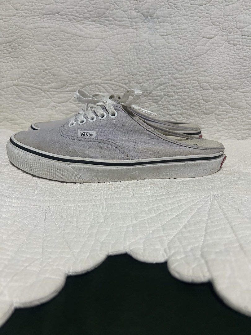 Vans Authentic Mule Sneakers Light Grey US 9.5W (Category: Sneakers) located in Malaybalay. Submitted by thrifturessential (Listing ID 1464279030, Image 2). Description: - Light grey Vans Authentic mules - Size: US 9.5W (EUR 40.5, 26CM) - Condition: Good, with minimal tear on the side - Style: Easy slip-on, perfect for everyday wear.