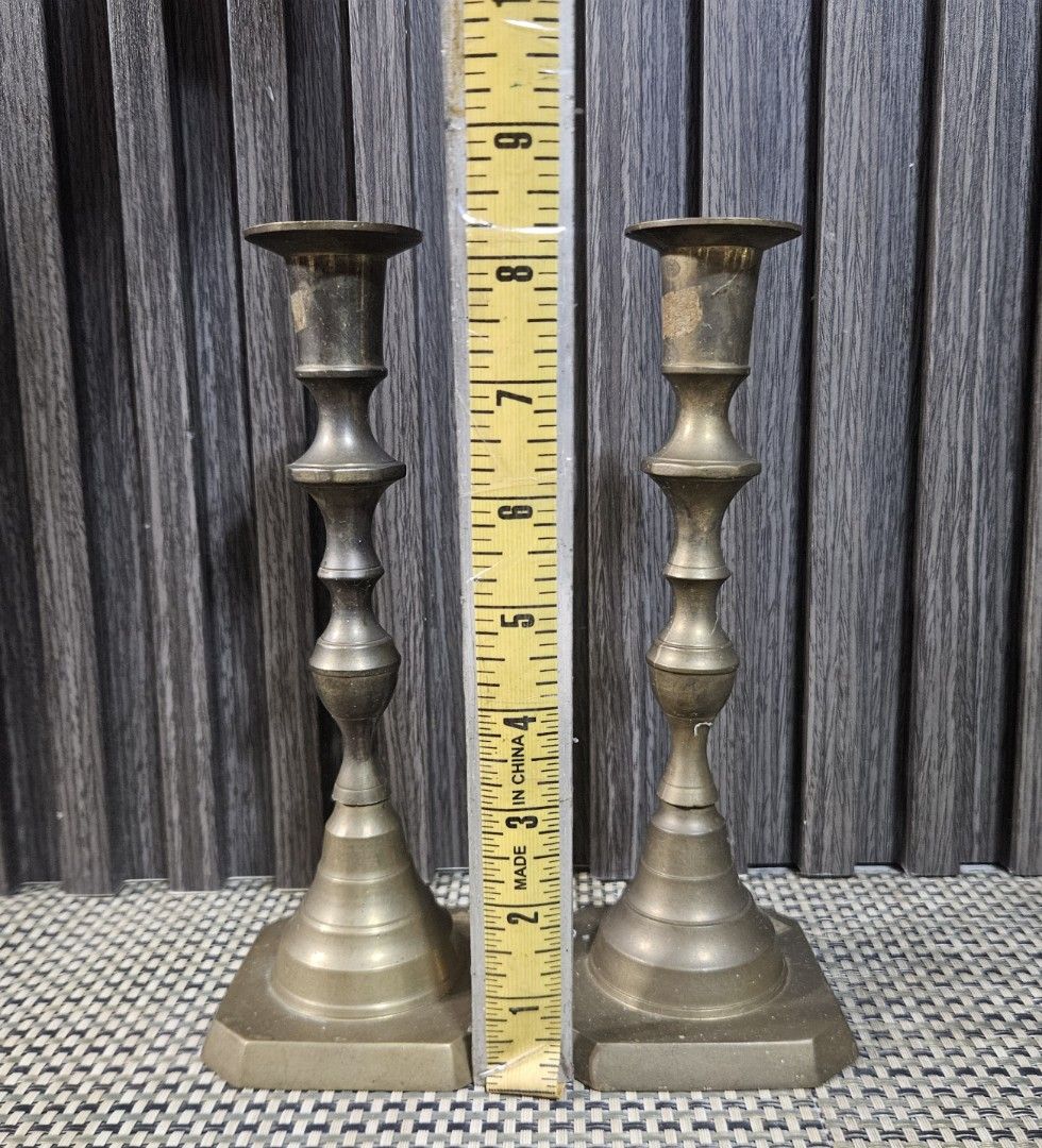 Vintage Brass Candlesticks Pair Made in India (Category: Vintage Collectibles) located in Rizal. Submitted by cherry_garcia (Listing ID 1464233078, Image 2). Description: - Pair of vintage brass candlesticks - Classic design with square base - Approximately 8 inches tall - Made in India - Perfect for adding vintage home decor charm.