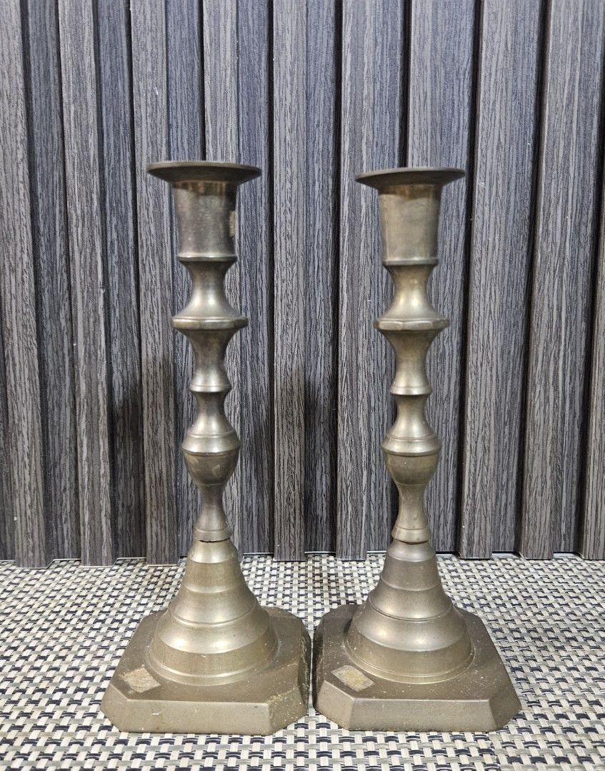Vintage Brass Candlesticks Pair Made in India (Category: Vintage Collectibles) located in Rizal. Submitted by cherry_garcia (Listing ID 1464233078, Image 1). Description: - Pair of vintage brass candlesticks - Classic design with square base - Approximately 8 inches tall - Made in India - Perfect for adding vintage home decor charm.