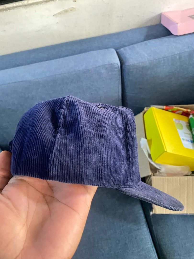 Vintage Camel "Smooth Character" Corduroy Snapback Hat (Category: Caps & Hats) located in Manila. Submitted by zealhawk.4150c6 (Listing ID 1464149420, Image 2). Description: - Vintage corduroy snapback hat - Navy blue color - Features embroidered Camel 'Smooth Character' logo - Adjustable strap for a comfortable fit - Perfect for casual wear or collectors -Ds condi. Restitch female snap, pero di halata.