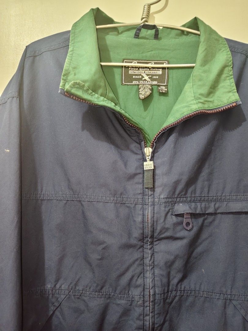 Vintage Eddie Bauer Cotton Field Jacket (Category: Coats, Jackets and Outerwear) located in Lipa City. Submitted by gerardcala51660 (Listing ID 1464337507, Image 2). Description: Vintage Eddie Bauer Cotton Field Jacket Large on tag Dimensions: 27 inches x 28 inches Good condition (thrifted) – Needs wash – Color may vary slightly due to lighting Good condition. Normal sign of usage at walang major flaws. Premium Eddie Bauer utility jacket in navy 