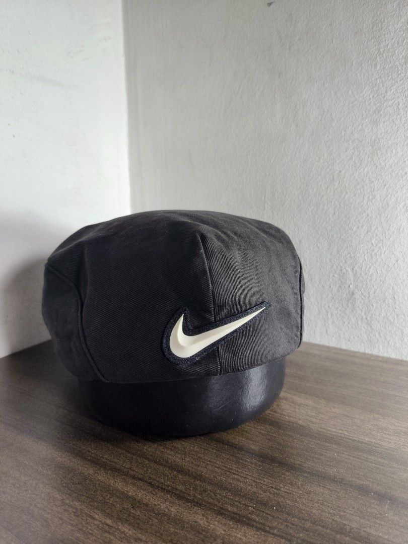 Vintage Nike Patch Swoosh Logo Beret (Category: Caps & Hats) located in Antipolo. Submitted by soon2byours_ (Listing ID 1464181363, Image 1). Description: Adult Size Beret Type Large on tag Flaws: slightly faded Color Rate: 8.5-9/10 Condition: GOOD COLOR MAY VARY DUE TO LIGHTING!.
