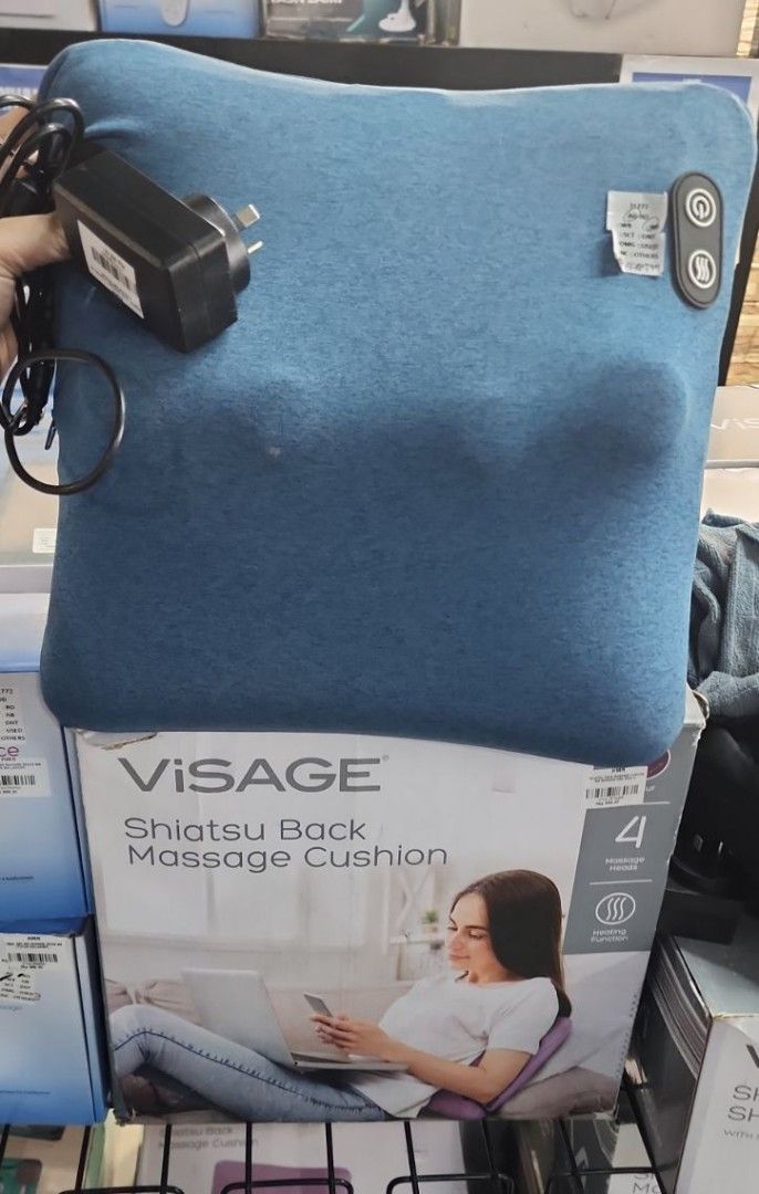 VISAGE Shiatsu Back Massage Cushion with Heating Function (Category: Massage Devices) located in Cainta. Submitted by christine07. (Listing ID 1464146211, Image 1). Description: - VISAGE Shiatsu Back Massage Cushion - Features 4 deep-kneading massage heads - Soothing heat function for ultimate relaxation - Comes with power adapter - Ideal for relieving back tension after a long day - In excellent working condition.