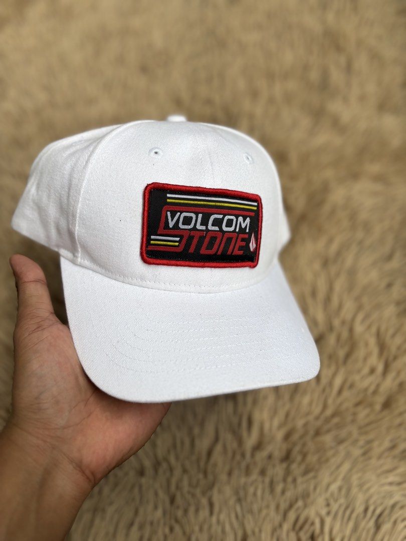 Volcom Stone White Baseball Cap (Category: Caps & Hats) located in Quezon City. Submitted by nojthrift (Listing ID 1464252239, Image 2). Description: - Classic white Volcom Stone cap - Features iconic Volcom Stone logo patch on the front - Adjustable strap at the back for a customized fit - One size fits most - Ideal for daily wear and completing a streetwear outfit - Clean and versatile design 550.