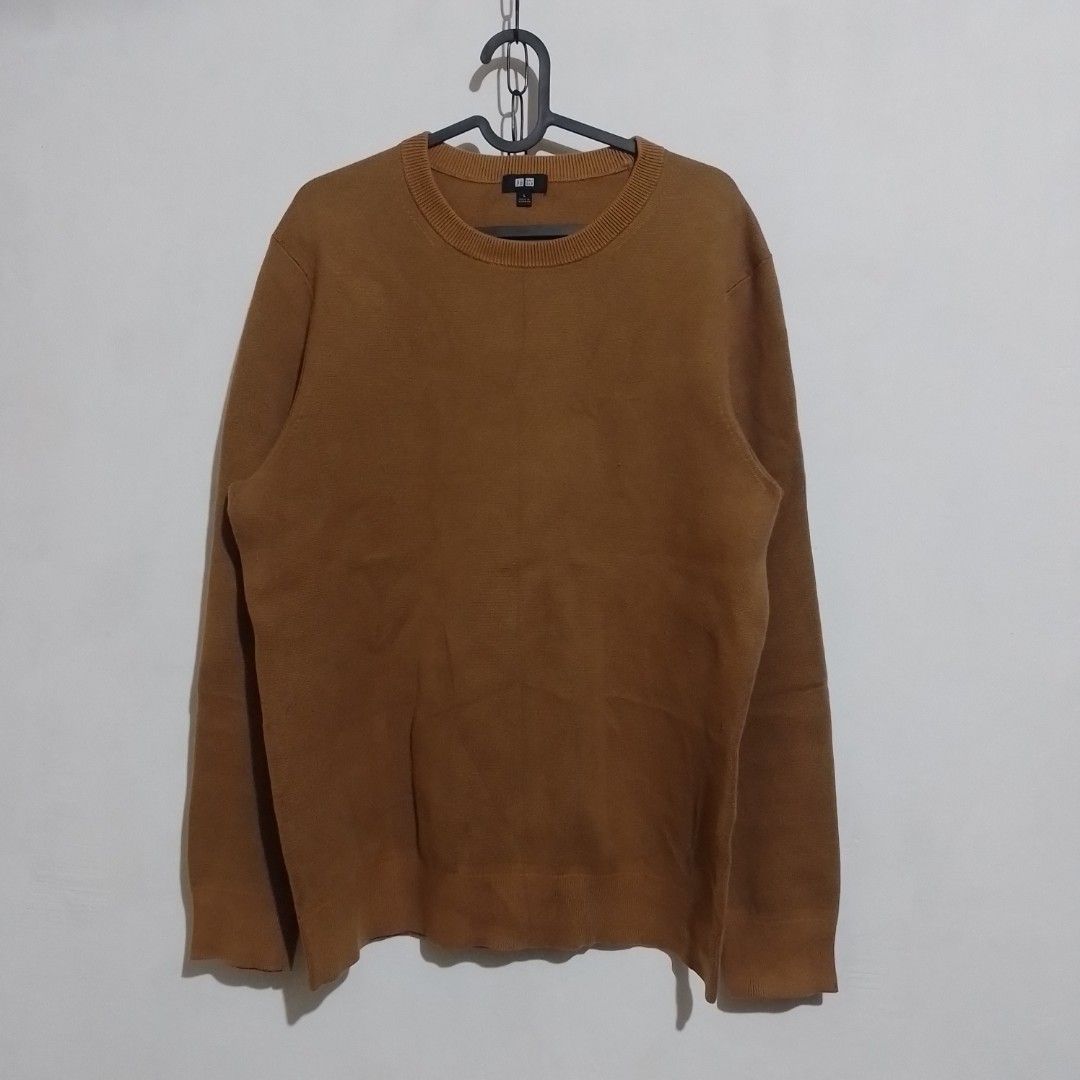 Washable Stretch Crew Neck Long-Sleeve Sweater (Category: Coats, Jackets and Outerwear) located in Baguio. Submitted by labelleferroniere (Listing ID 1464210032, Image 2). Description: Washable Stretch Crew Neck Long-Sleeve Sweater L ( Mens ) ( Brown ) Width 20.5 Length 28.