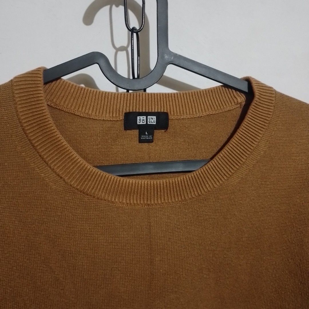 Washable Stretch Crew Neck Long-Sleeve Sweater (Category: Coats, Jackets and Outerwear) located in Baguio. Submitted by labelleferroniere (Listing ID 1464210032, Image 3). Description: Washable Stretch Crew Neck Long-Sleeve Sweater L ( Mens ) ( Brown ) Width 20.5 Length 28.